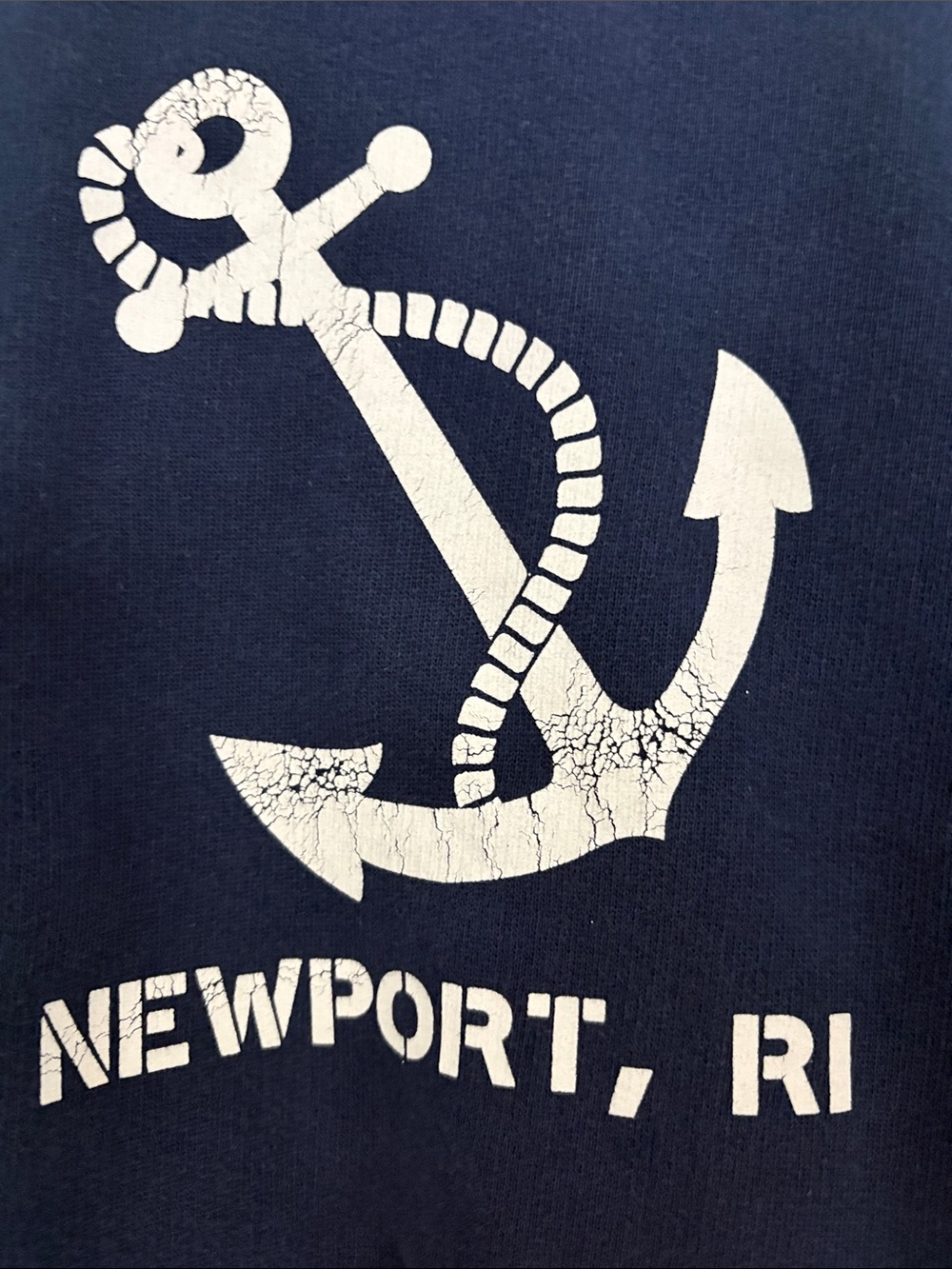 Newport RI Navy Sweatshirt with White Anchor Graphic - Picture 2 of 5